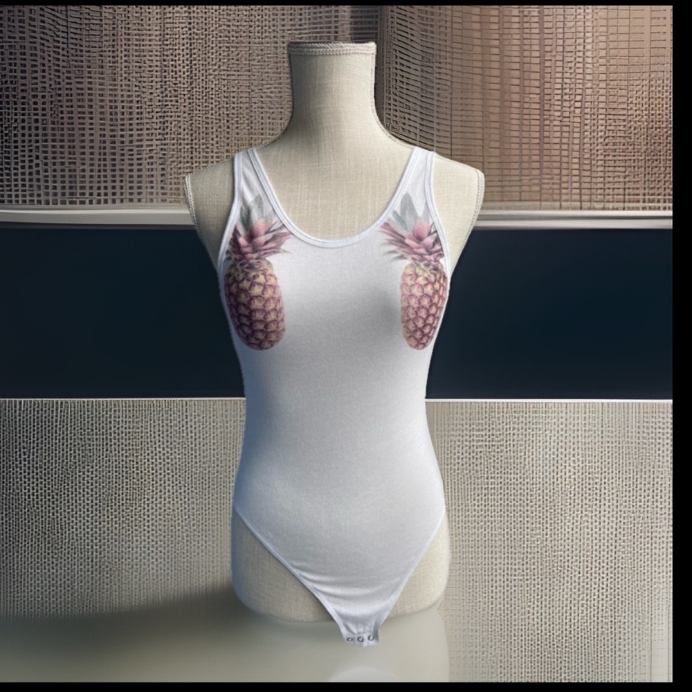 Pink Victoria’s Secret Tropical  Pineapple In Amazing Colors  Bodysuit Tank Top